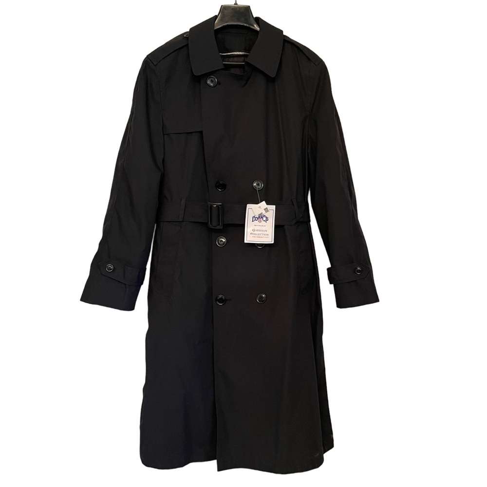 DSCP US Army Issue Black All Weather Uniform Trench Coat Mens Size 40R Zip Liner
